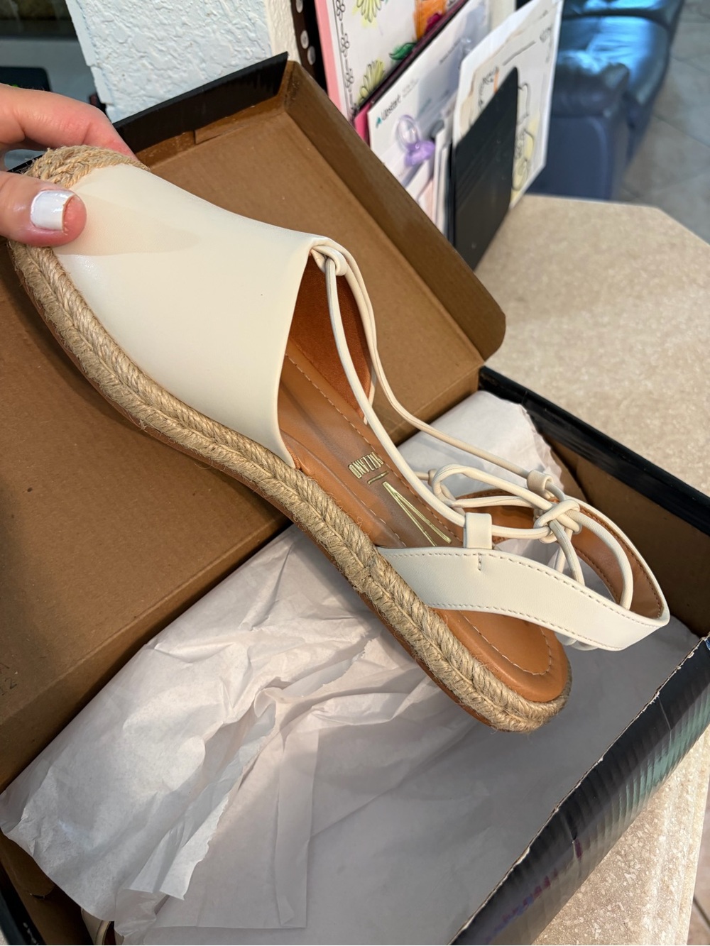 Vizzano Cream Lace-Up Espadrille Sandal